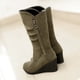 thumbnail image 5 of Zapatos de mujer, Color sólido, moda informal, gamuza, cremallera superior, tacones de cuña, cálido invierno, botas de vaquero resistentes al desgaste Wmkox8yii sa3377, 5 of 6