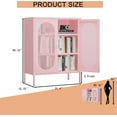 thumbnail image 3 of 2 Mesh Door Metal Storage Cabinet for Bed Room,Living Room,Home,Hotel,Office,Garage,Kitchen,3-Tier,2 Removable Shelves (Mesh Door Cabinet, Pink), 3 of 8