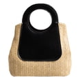 thumbnail image 1 of Nuevo bolso de gran capacidad, bolso de playa sencillo, bolso tipo cubo de paja en contraste, 1 of 6