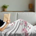 thumbnail image 3 of East Soft Flannel Fleece Blanket, Illustration of Japanese Cherry Branches with Blooming Flowers Spring Themed Boho Art, Cozy Plush for Indoor and Outdoor Use, 50" x 60", Pink White, by Ambesonne, 3 of 5