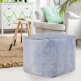 thumbnail image 3 of LR Home Medium Solid Indoor Cube Pouf, Blue Chenille, 18" x 18" x 18", 3 of 6