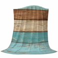 thumbnail image 6 of Farmhouse Aqua Brown Blanket Soft Cozy Warm Throw Blanket for Couch, Plush Fuzzy Flannel Fleece Blankets for Sofa, Vintage Wooden Striped Bed Blankets Lightweight Gifts for Women, 50"x80", 6 of 9