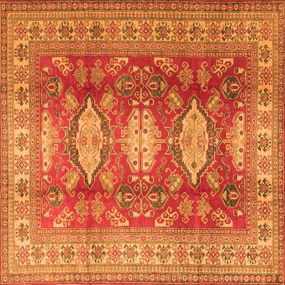 Ahgly Company Indoor Square Persian Orange Traditional Area Rugs, 7' Square
