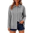 thumbnail image 4 of Neewe Womens Classic Plain Long Sleeve Button Down Shirts Casual Loose Fit Cotton Collared Blouses, 4 of 8