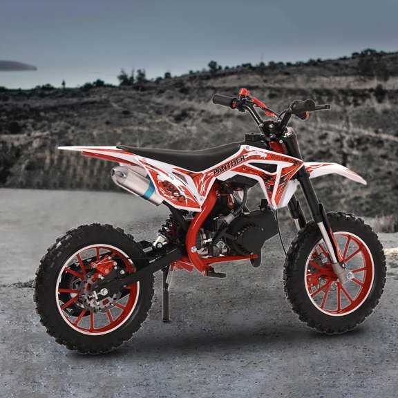 Miganle 49cc Kids Gas Dirt Bike-2-Stroke Mini Motorcycle for Ages 8-15,Off-Road 10" Tires,40KM/H Max Speed (Red)