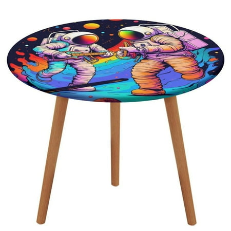 

Astronauts Space Adventure Pattern Round Tablecloth Waterproof Elastic Table Clothes for Dining Table Cute Desk Decor Protector Cover M-45 -50