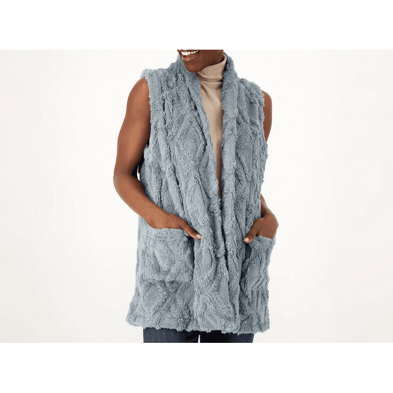 Koolaburra by UGG Embossed Sherpa Fleece Vest Storm Blue SMALL Walmart
