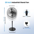 thumbnail image 2 of Avobird 20'' Industrial Oscillating Pedestal Fan, 3-Speed & 90° Tilt Height Adjustment Standing Fan for Bedroom/Offices/Workshop, Max 3600 CFM(Black), 2 of 7