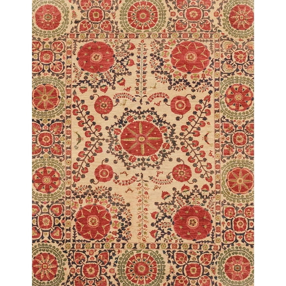 Ahgly Company Machine Washable Indoor Rectangle Abstract Grapefruit Red Area Rugs, 7' x 10'