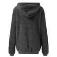 thumbnail image 6 of Feancey Womens Plus Size Fuzzy Jackets Soft Plush Zip Up Hoodies Comfy Fleece Warm Winter Coats Solid Casual Hooded Jacket with Pockets Dark Gray 5XL, 6 of 7