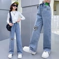 thumbnail image 6 of 2024 Casual Style Jeans For Girl Teenage Clothes Elastic High Waist Denim Wide Leg Pants Spring Big Kids Straight Trousers 5-14Y, 6 of 6