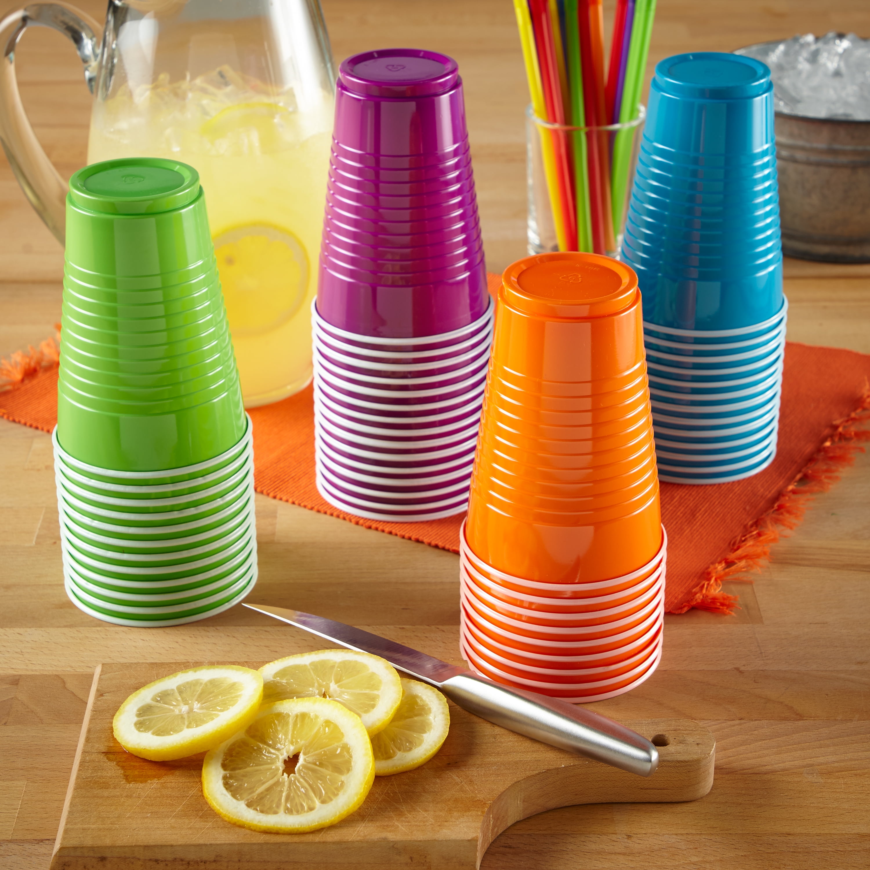 Hefty Everyday Disposable Plastic Cups, Assorted Colors, 16 oz