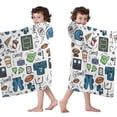 thumbnail image 4 of Blue Football Game Icons Pattern Hooded Bath Towel，60"x35" for Ages 3 To 12 Kids, Quick Dry Lightweight Soft Microfiber Hood Beach Towel Cover Up for Kids, 4 of 7