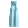thumbnail image 4 of SONXAHE Womens Strapless Jumpsuit Smocked Tube Top Wide Leg Pocket Daily Bottoms, 4 of 5