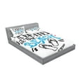 thumbnail image 2 of Ambesonne Saying Fitted Sheet & Pillow Sham Set, Life is Better at the Beach, Full, Magenta Azure Blue, 2 of 2
