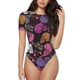 thumbnail image 1 of Fotbe Halloween Skeleton Body de Mujer con Cuello Redondo y Mangas Cortas, Sin Mangas Ajustado, Suave, Cómodo y Básico-Large, 1 of 7