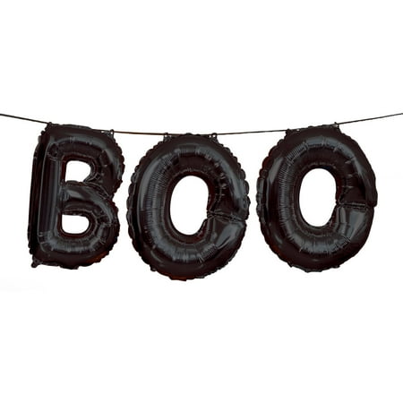 Boo Halloween Letter Balloon Banner Kit Black Walmart Com