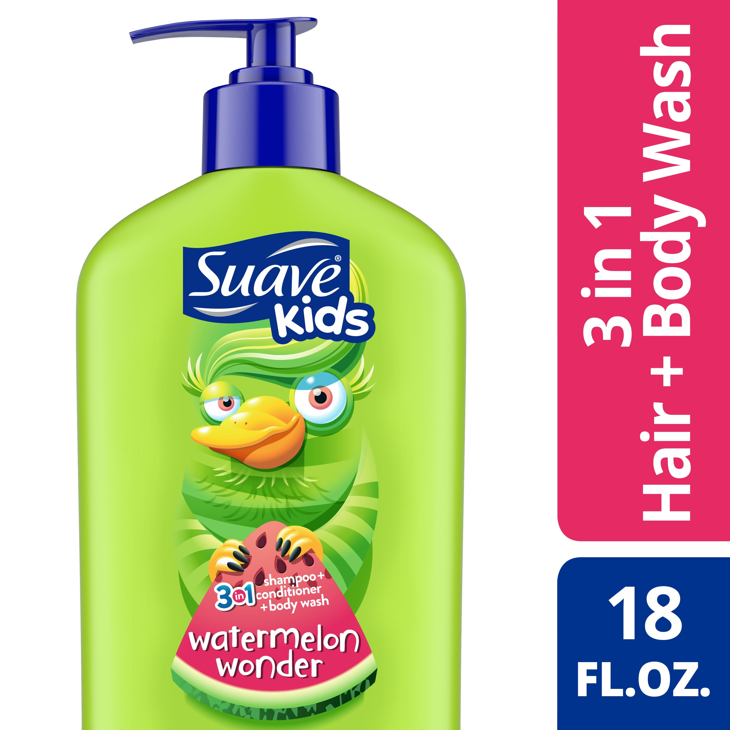 Suave Kids 3-in-1 Shampoo Conditioner & Body Wash, Wacky Melon, 18