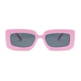 thumbnail image 2 of Trendy Hipster Thick Plastic Narrow Rectangle Minimal Fashion Sunglasses Pink - Black, 2 of 4