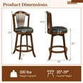 thumbnail image 3 of Costway Swivel Bar Stools Set of 4, 25" Counter Height Barstools with Backrests, Wood Frame Brown, 3 of 9