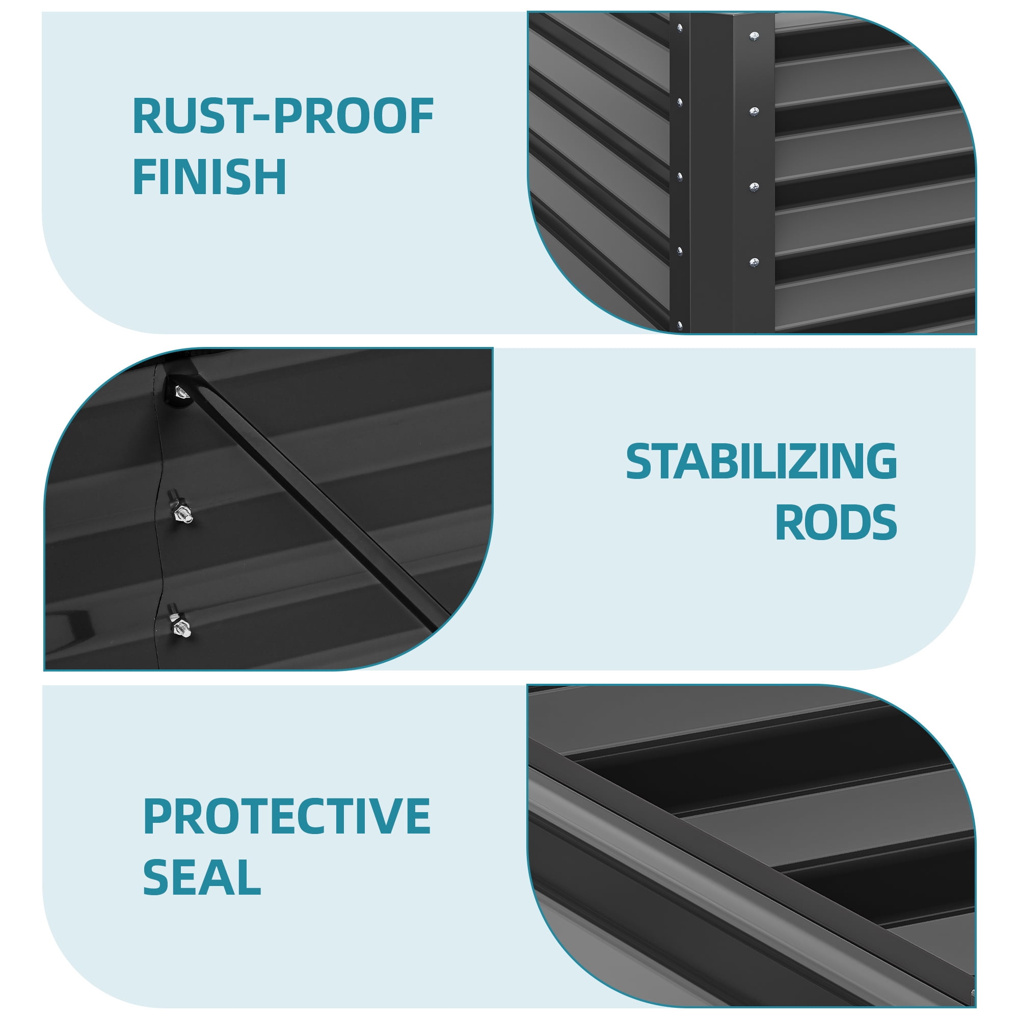Uforic 2 Pack 8x4x1.5 ft Black Large Galvanized Raised Garden Bed Kit, Metal Planter Box with Gloves, Ground Nails & Support Rod, Outdoor Above-Ground Planter for Plants, Vegetables, and Flowers