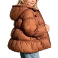 thumbnail image 5 of Dnhxils Girls Jacket Winter Lightweight Puffer Coat Toddlers Trendy Hooded Zip Up Jacket Kids Winter Warm Clothes Orange 5-6 Years, 5 of 5