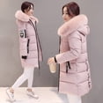 thumbnail image 3 of Chaqueta de algodón para mujer, talla mediana a larga, chaqueta de algodón para mujer de talla grande con cuello de piel grande y chaqueta de abrigo de algodón grueso, 3 of 6