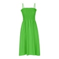 thumbnail image 5 of Summer Saving Wycnly Summer Dresses for Women Fashion Elastic Waist Pleated Swing Spaghetti Strap Pocket Long Dresses 2024 Sleeveless Tube Top Solid Maxi Formal Dress Green l, 5 of 7