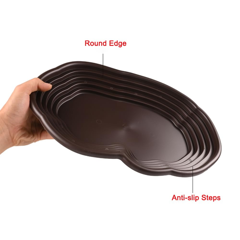 Extra Large Reptile Bathing Pool,Feeding Dish,with Ramp Aquarium Ornament for Gecko,Turtle,Lizard