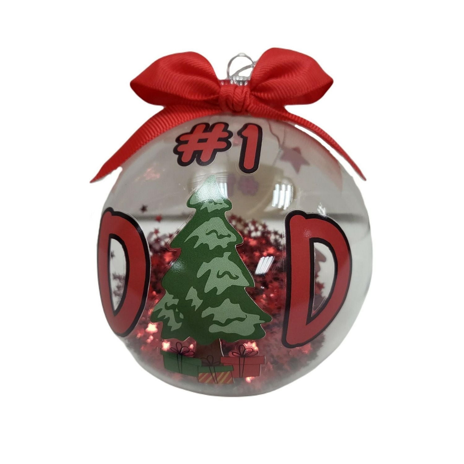 "#1 Dad" Collectible Christmas Glass Ball Ornament, 4 in, Holiday Time, "#1 Dad" Clear Collectible Glass Ball Ornament