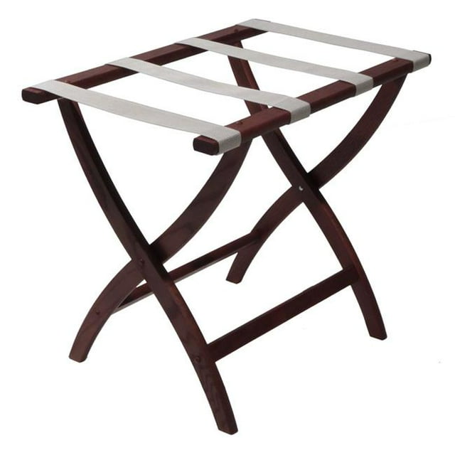 Wooden Mallet LR2-MHSVR Designer Curve Leg Luggage Rack with Silver Straps - Mahogany