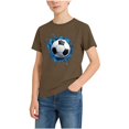 thumbnail image 2 of ITSAME T-Shirts for Boys, Round Neck Short Sleeve Football Print Kids Fashion Casual Tops Brown Size 3-4, 2 of 7