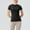 Black, variant on Womens Shirts Solid Color Activewear T-Shirts Short Sleeve Crew Neck Fashionable Wicking Perfomance Slim Fitted Yoga Workout Tops