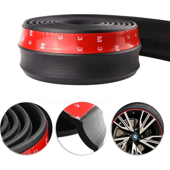 Car Front Bumper Protector, Random 98 Inch/2.5m Black Car Front Bumper Rubber Lip Splitter Body Spoiler Chin Lip Skirt Protector with 3M Tape