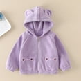 thumbnail image 2 of AINIYS Toddler Fall Winter Coat Fleece Zip up Hooded Cute Bear Ears Hoodie Warm Fuzzy Baby Kids Jacket Outerwear with Pockets Purple 4-5Years, 2 of 10
