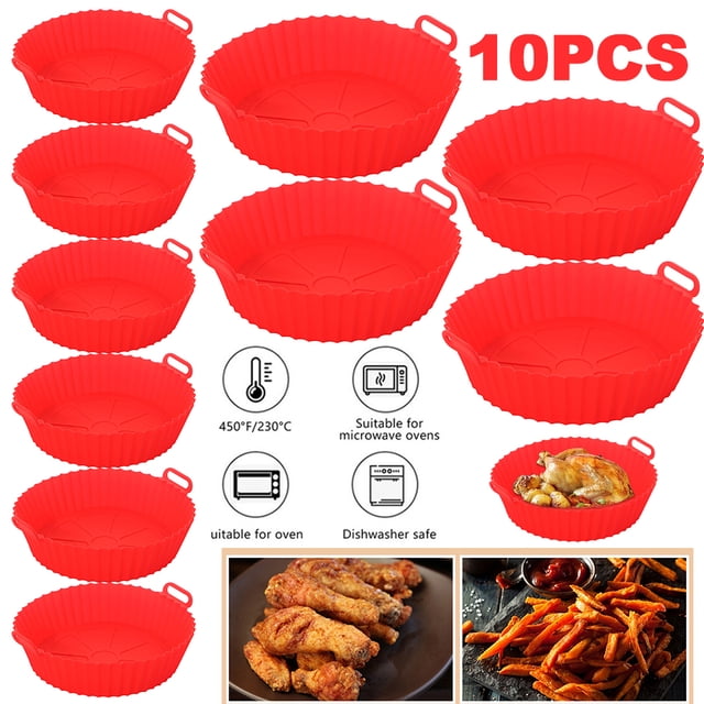 Cesta para Freidoras Aire Silicona Revestimientos Antiadherentes Horno Fácil Limpieza (revestimiento) Rojo