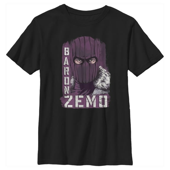 Boy's Marvel The Falcon and the Winter Soldier Baron Zemo Close-Up  Graphic Tee Black Large