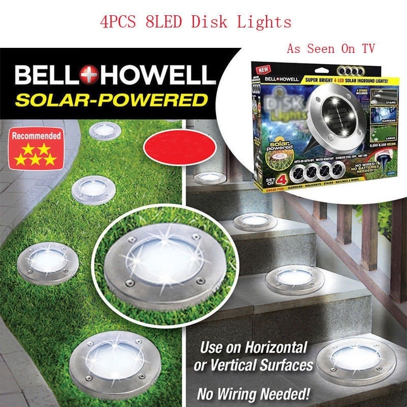 Bell Howell Disk Lights Solar Powered LED Outdoor Lights As Seen on TV  PACK