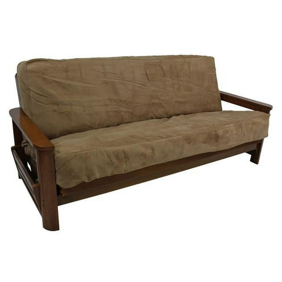 Blazing Needles 9687-FAUX-TN 8 to 9 in. Solid Foam-Backed Microsuede Full Futon Cover, Tan