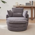thumbnail image 3 of 38"W Oversized Swivel Chair with moon storage ottoman for Living Room, Modern Accent Round Loveseat Circle Swivel Barrel Chairs for Bedroom Cuddle Sofa Chair Lounger Armchair, 4 Pillows,CORDUROY, 3 of 19