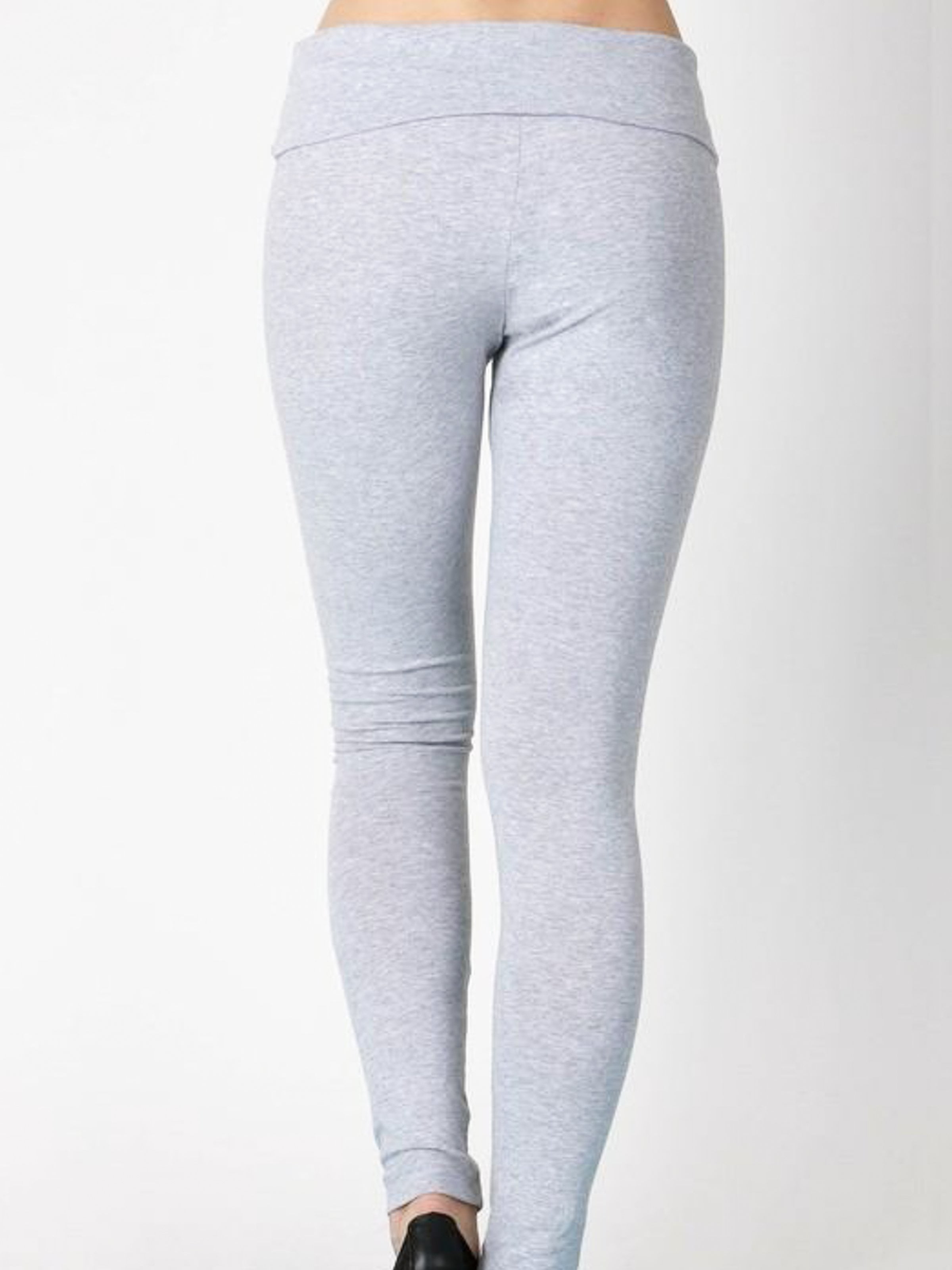 Fold Over Skinny Yoga Pants Grey Large 