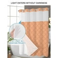 thumbnail image 4 of No Hook Shower Curtain with Snap in Liner,Modern Geometric Orange Plaid Waterproof Bath Curtain Double Layers with See Through Top Window,Abstract Diamond Leaf Texture Hotel Shower Curtains 60x72in, 4 of 9