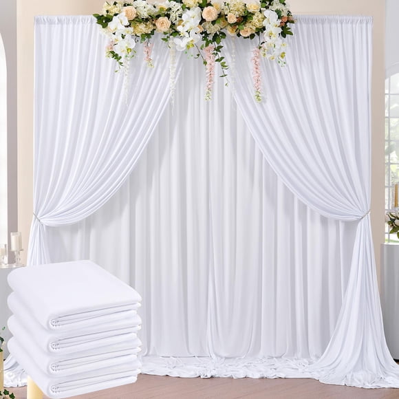 Cortinas de telón de fondo NSSONBEN, sin arrugas, blancas, 20 x 8 pies