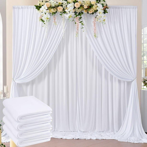 Cortinas de telón de fondo NSSONBEN, sin arrugas, blancas, 20 x 8 pies