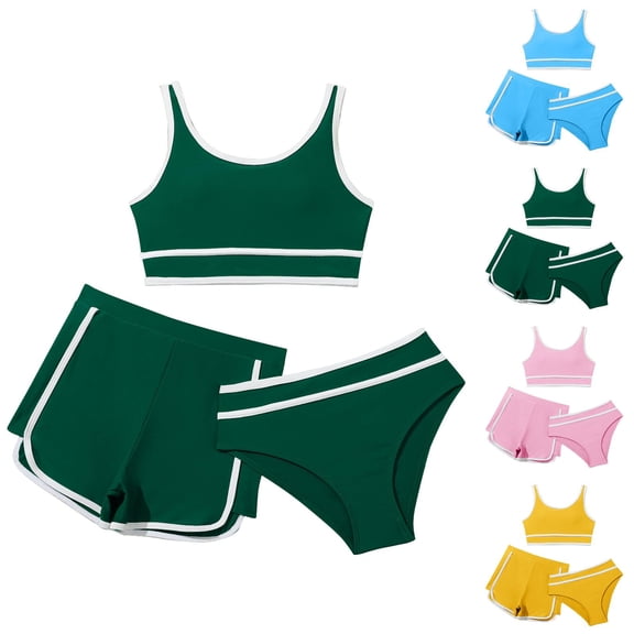 Girls Swimsuits Girls Bathing Suits Girls Bikini Swimsuits Three-Piece Set for Girls with Adjustable Straps and Cup Comfort Summer Swimwear for 8-14 Years