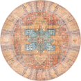 thumbnail image 1 of Unique Loom Revival Soutwestern Border Rug 3' 6 x 3' 6 Round Rust Red/Blue, 1 of 1