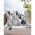 thumbnail image 6 of Pack of 2 Outdoor Pillow Covers, Abstract Art Watercolor Tropical Leaves Boho Black White Grey Waterproof Square Throw Pillowcase Cushion Decorative Pillow Covers for Couch Patio Tent, 20x20 in, 6 of 6