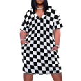 thumbnail image 1 of Vestido holgado con bolsillos a cuadros para mujer, vestido de noche de verano para mujer, 1 of 6