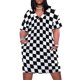 thumbnail image 1 of Vestido holgado con bolsillos a cuadros para mujer, vestido de noche de verano para mujer, 1 of 6