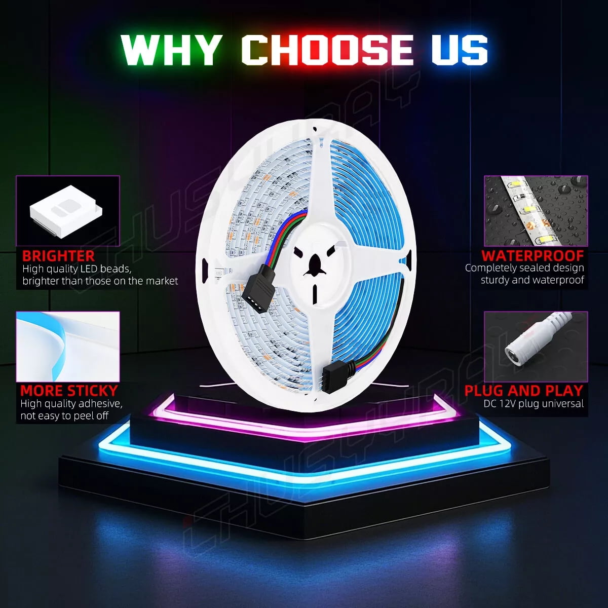 32.8ft 10m 2835 RGB LED Strip Light Holiday decoration lights, atmosphere lights TV Back Light Waterproof